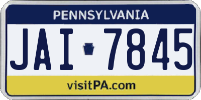 PA license plate JAI7845