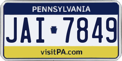 PA license plate JAI7849