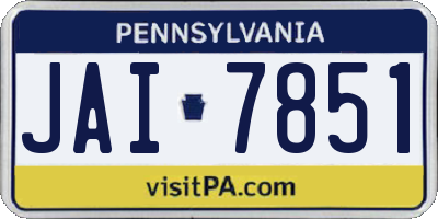 PA license plate JAI7851
