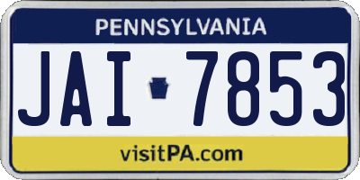 PA license plate JAI7853
