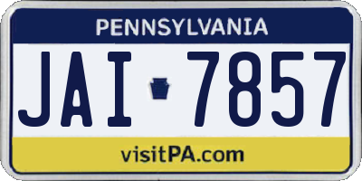 PA license plate JAI7857