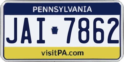 PA license plate JAI7862