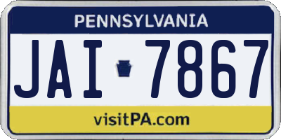 PA license plate JAI7867