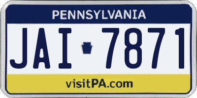 PA license plate JAI7871