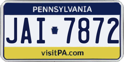 PA license plate JAI7872