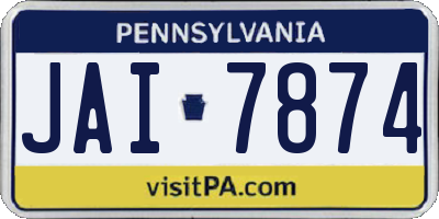 PA license plate JAI7874