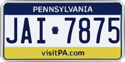 PA license plate JAI7875