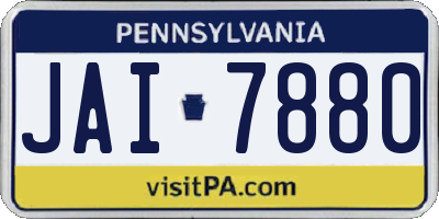 PA license plate JAI7880