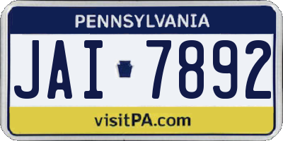 PA license plate JAI7892
