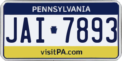 PA license plate JAI7893