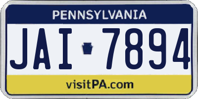 PA license plate JAI7894
