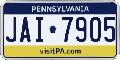 PA license plate JAI7905