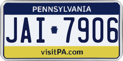 PA license plate JAI7906