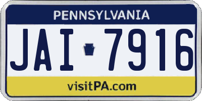 PA license plate JAI7916