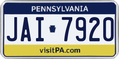 PA license plate JAI7920