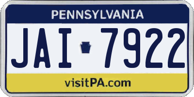 PA license plate JAI7922