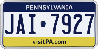 PA license plate JAI7927