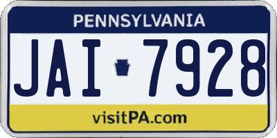 PA license plate JAI7928