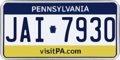 PA license plate JAI7930