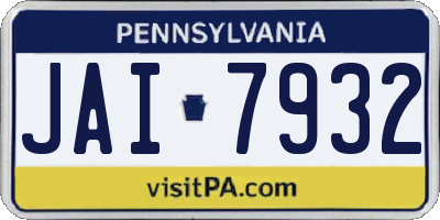 PA license plate JAI7932