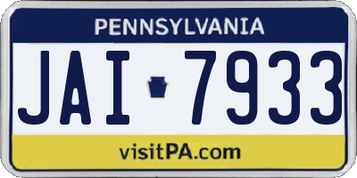 PA license plate JAI7933