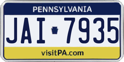 PA license plate JAI7935