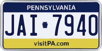 PA license plate JAI7940