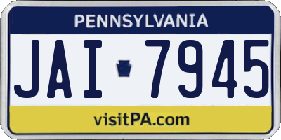 PA license plate JAI7945