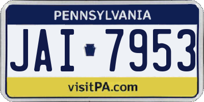 PA license plate JAI7953