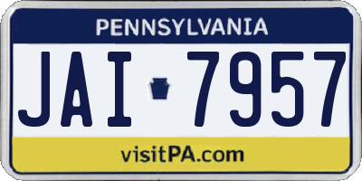PA license plate JAI7957