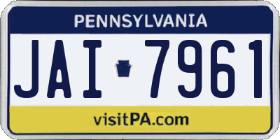 PA license plate JAI7961