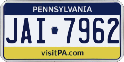 PA license plate JAI7962