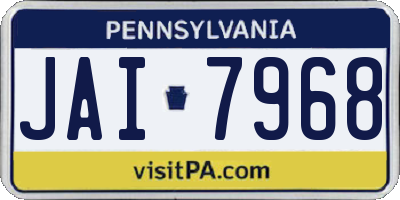 PA license plate JAI7968
