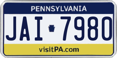 PA license plate JAI7980