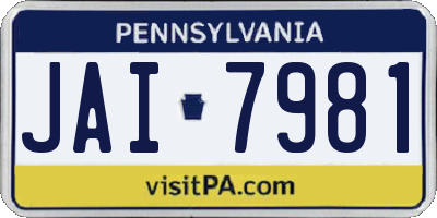 PA license plate JAI7981