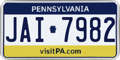 PA license plate JAI7982