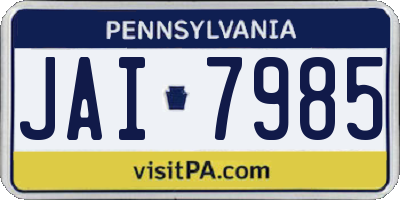 PA license plate JAI7985