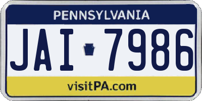 PA license plate JAI7986