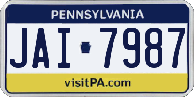 PA license plate JAI7987