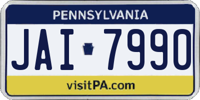 PA license plate JAI7990
