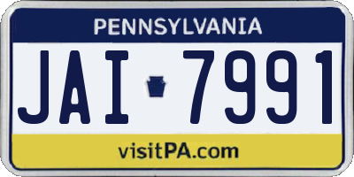 PA license plate JAI7991