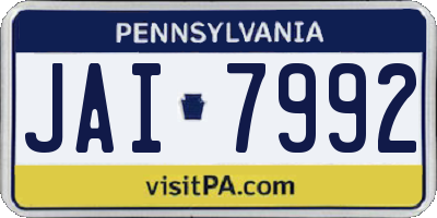 PA license plate JAI7992