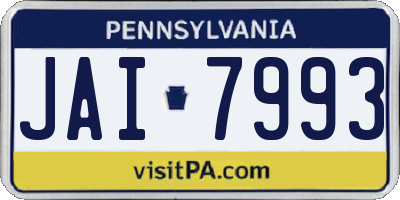 PA license plate JAI7993