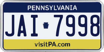 PA license plate JAI7998