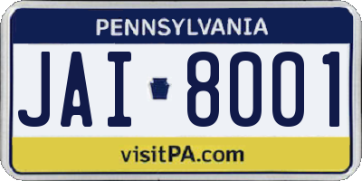 PA license plate JAI8001