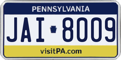 PA license plate JAI8009
