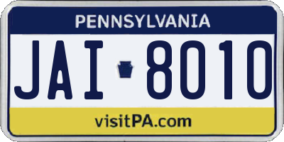 PA license plate JAI8010