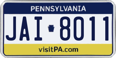PA license plate JAI8011