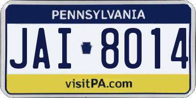 PA license plate JAI8014