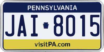 PA license plate JAI8015